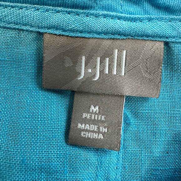 J. Jill Linen Hooded Layering Shirt Jacket Blue Womens Size Med - Picture 4 of 9